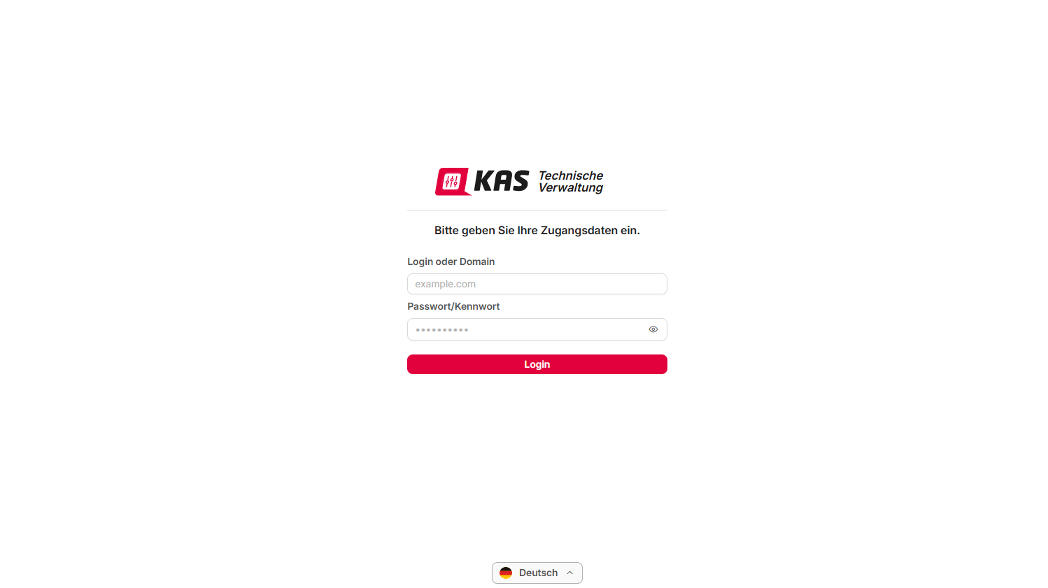 KAS-Login-Maske