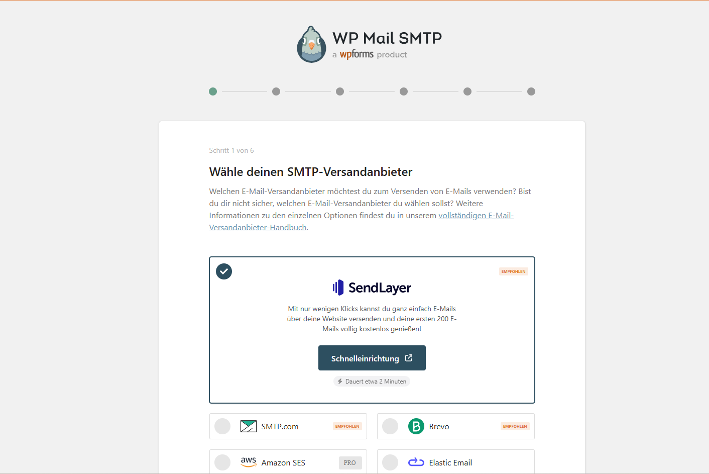 Warnhinweis zu häufigen Problemen bei Anderer SMTP-Server