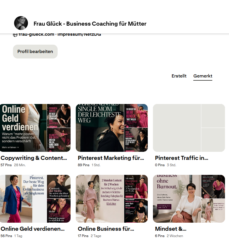 Pinterest-Boards im Überblick